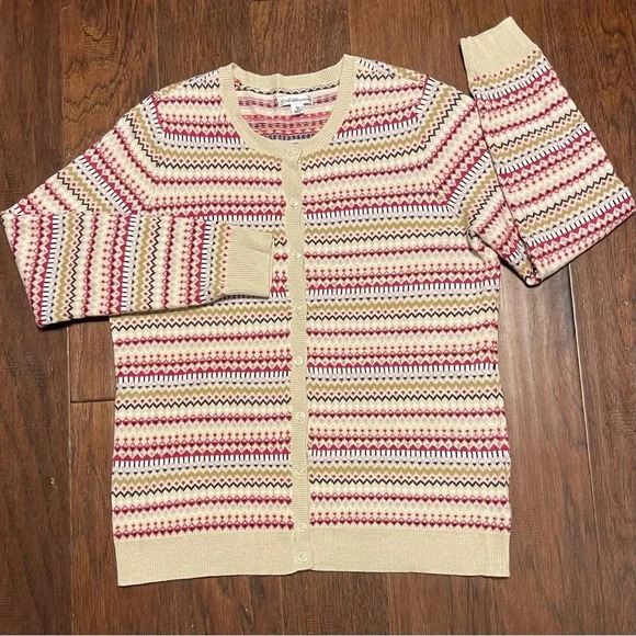 Croft & Barrow Fair Isle Button Front Sweater Cardigan - Picture 1 of 9
